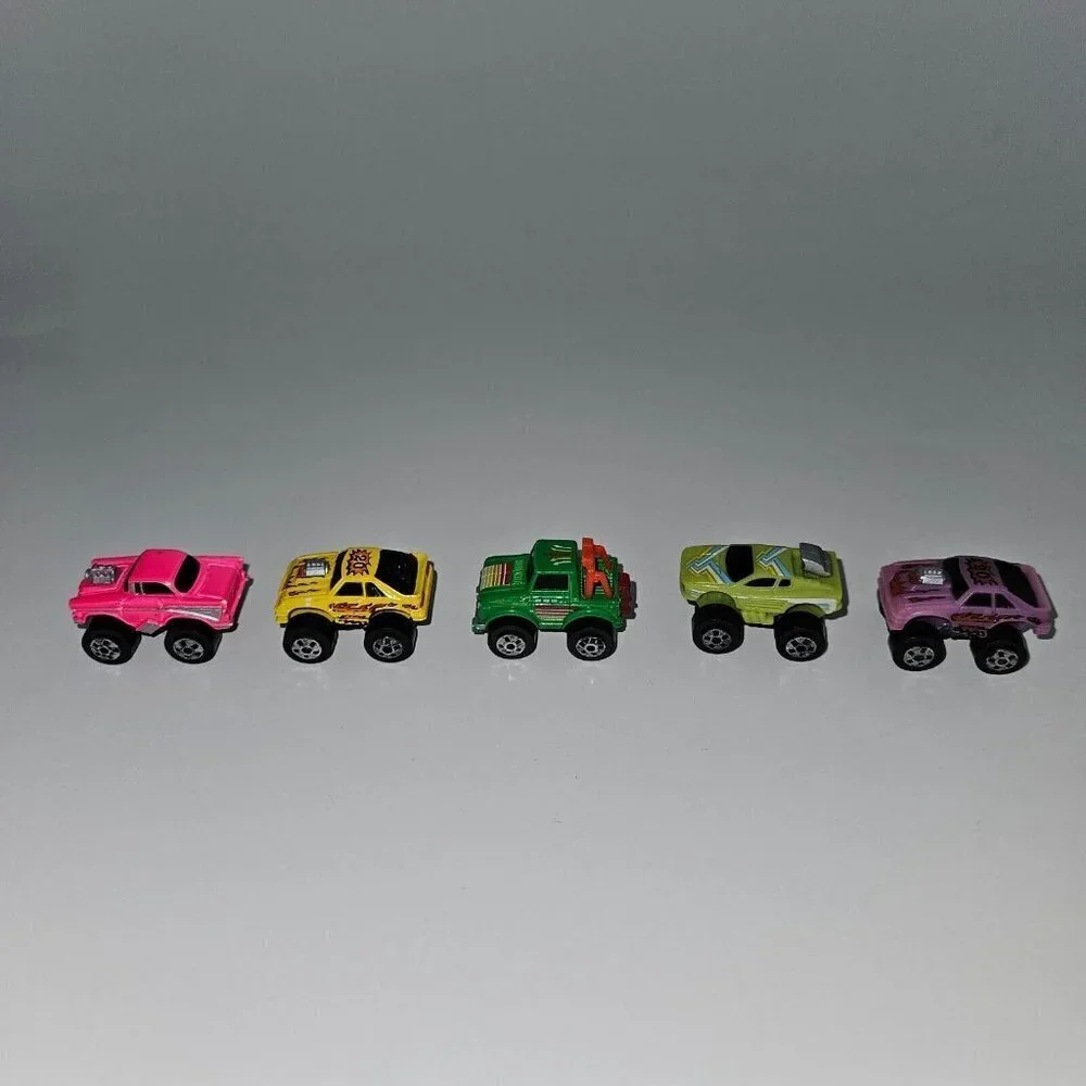 5 VTG Road Champs Mini Monster Wheels Lot Small Micro Pink Yellow Green Purple